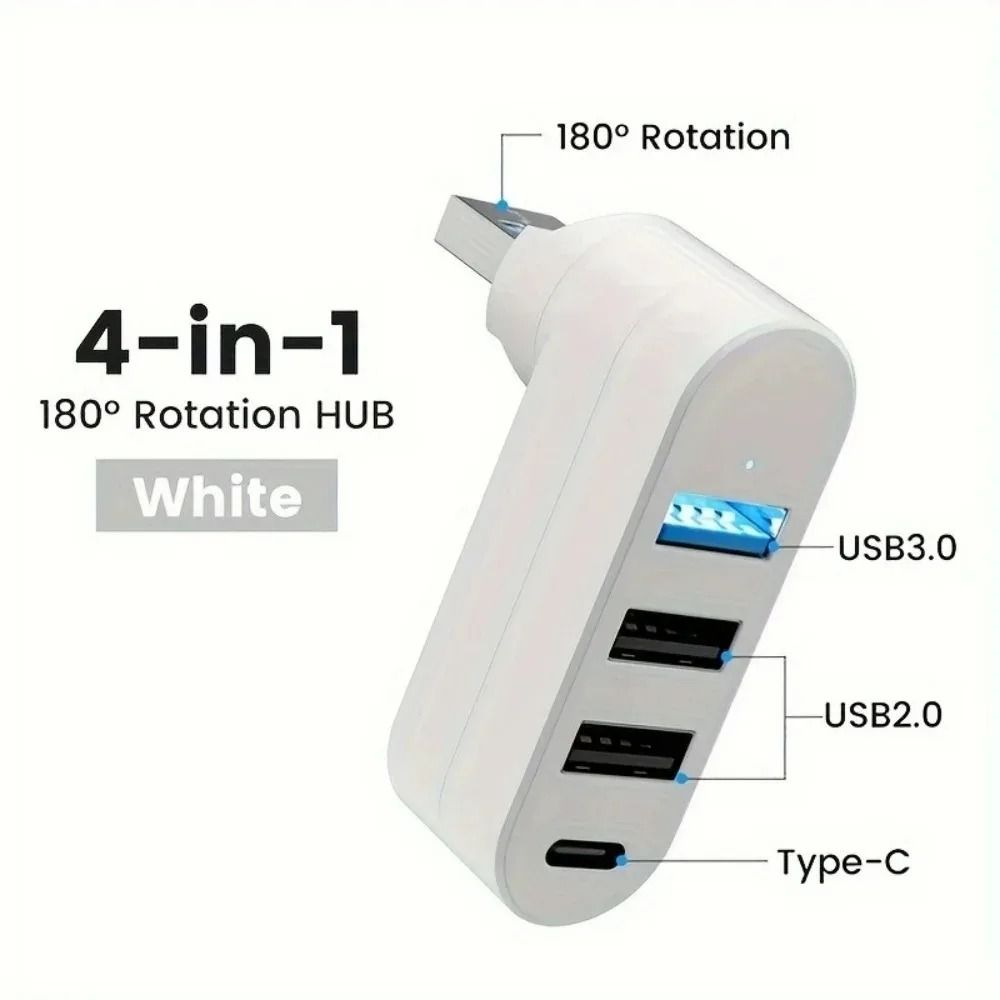 4 In 1 USB C Hub Rotating USB 3.0 Multi Port Splitter
