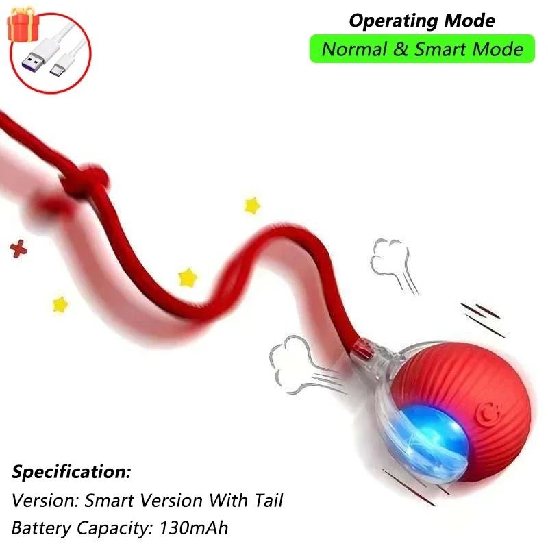 Smart Interactive Rolling Pet Ball with Tail