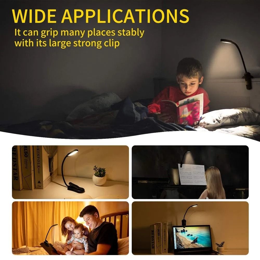 7 LED USB Rechargeable Book Light Warm Cool White