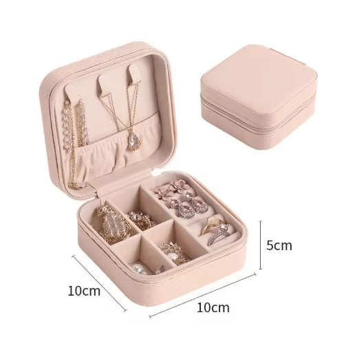 Double Layer PU Leather Jewelry Box with Lock and Ring Organizer