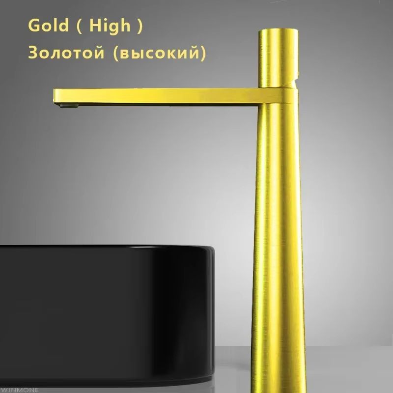 Brushed Gold Bathroom Sink Faucet – Modern Brass Basin Mixer with Single Handle