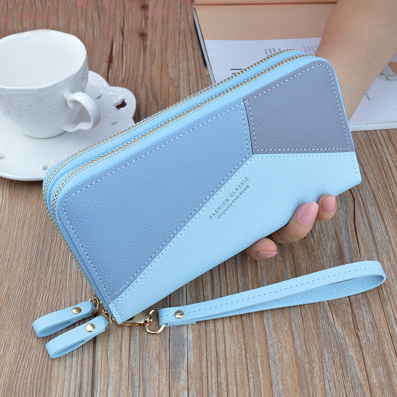 Double Women's Purses, New Women's Wallet, Long Fashion Simple Handbags, Lychee Pattern, Large Capacity