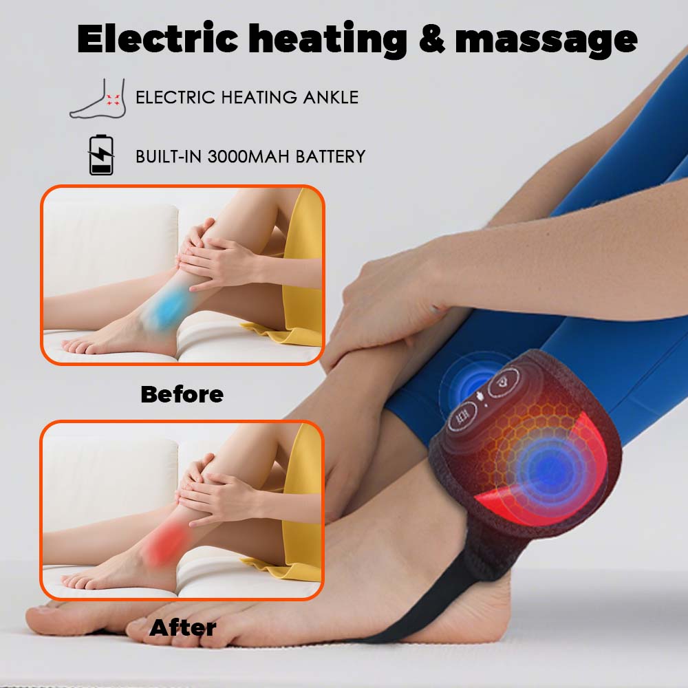Vibration Ankle Massager, LED Beads, 3 Gears Hot Compress, Infrared Heating Foot Warmer Brace Wrap
