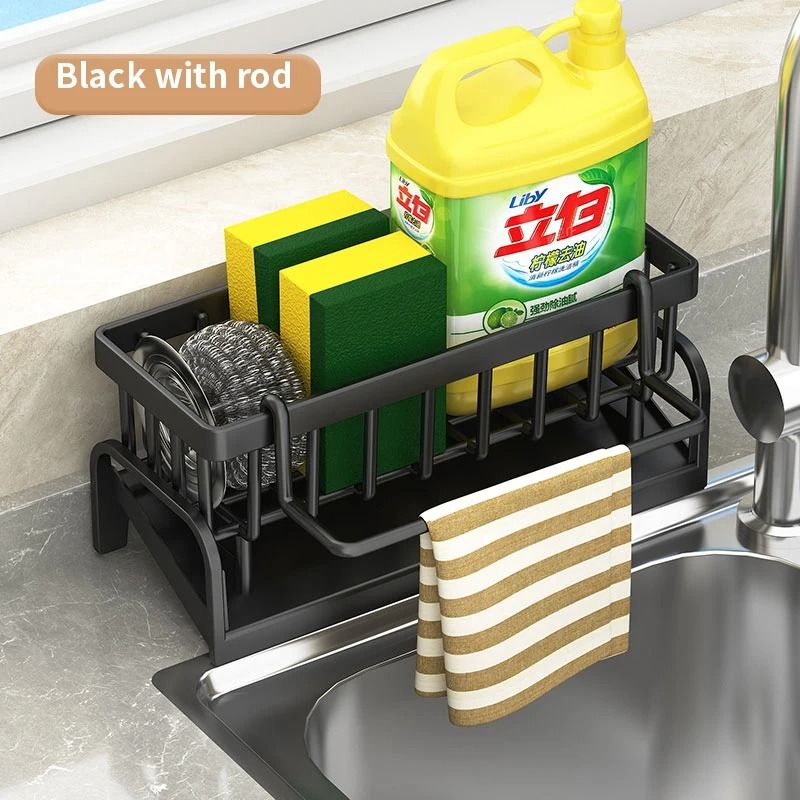Kitchen Sink Organizer Sponge Holder Draining Rack for Cleaning Tools