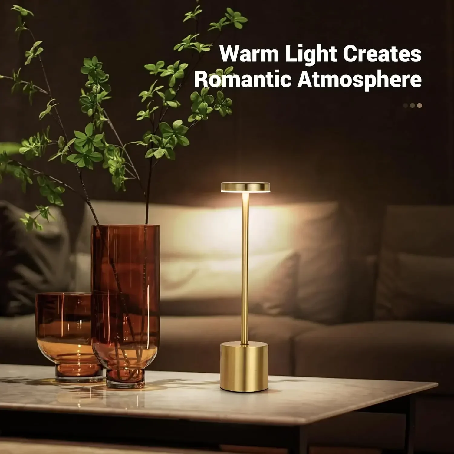 Table Lamp, USB Rechargeable Night Light, Stepless Dimming Touch Desk Lamp
