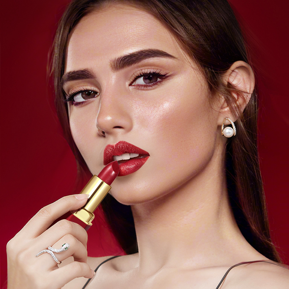 Velvet Lipstick Set Pearlescent Glitter Matte Texture Gold Bar Tube Valentine's Day Gift