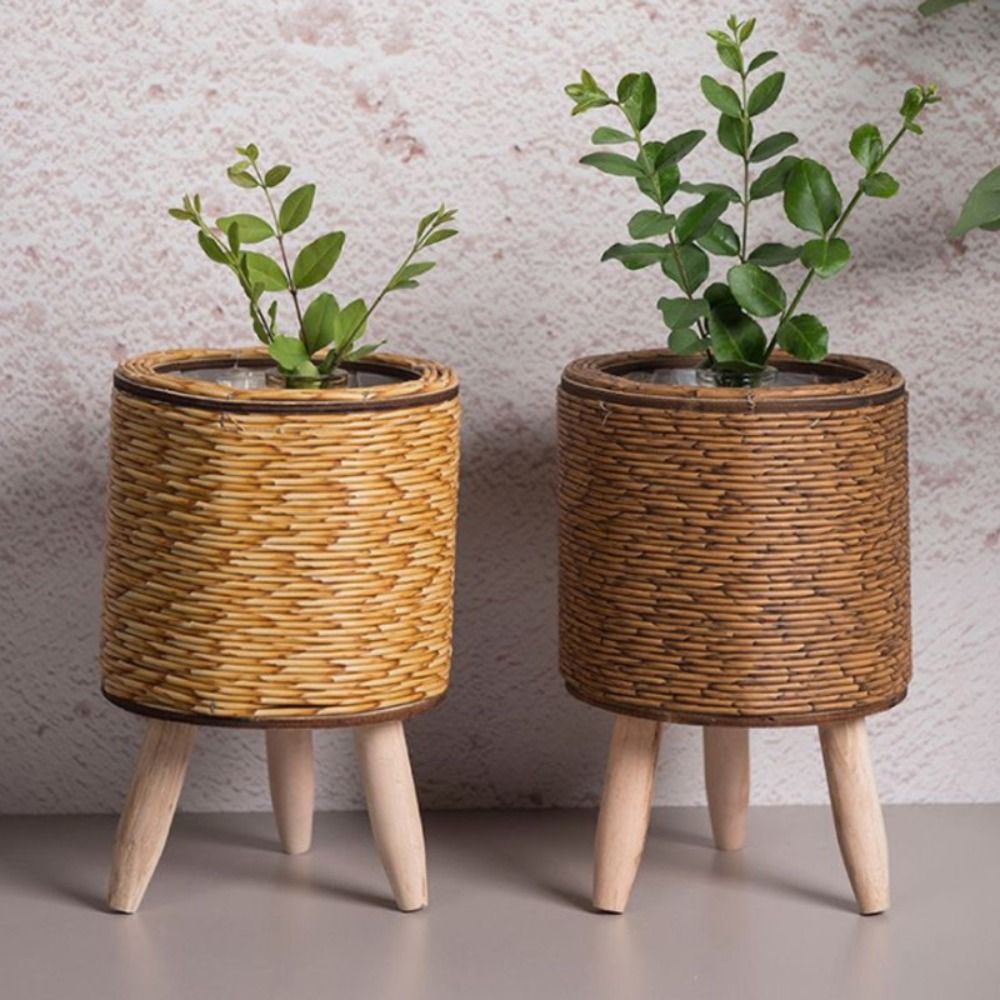 Fashion Rattan Woven Flower Pot, Creative Flower Planters, Durable Hand Wove Plant Stand, With Removable Legs