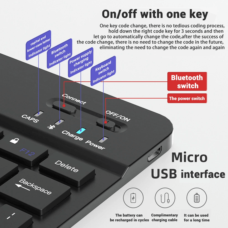 Universal Bluetooth Wireless Keyboard and Mouse Combo for iPad Tablet and PC