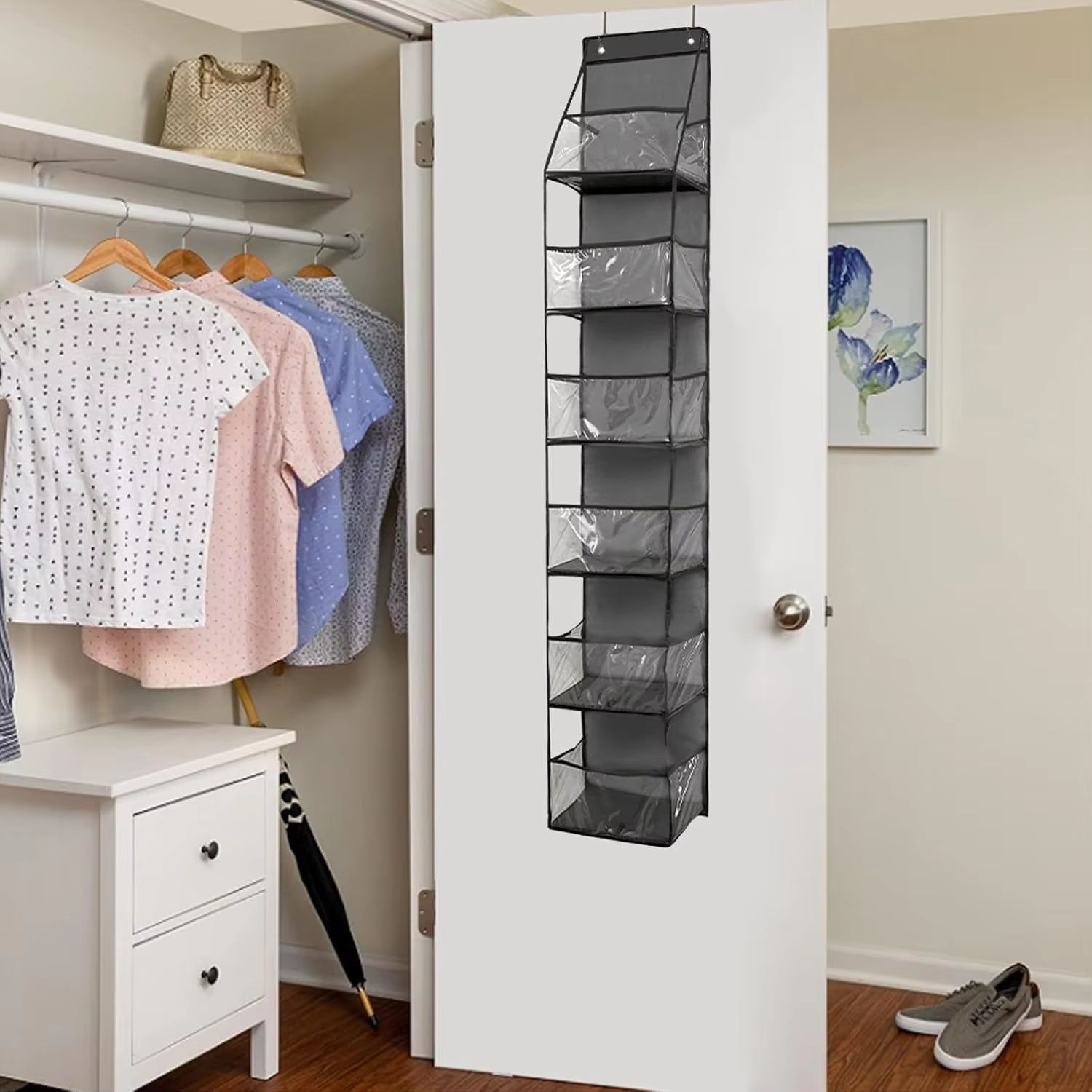 6-Shelf Over The Door Hanging Pantry and Storage Organizer with Clear Plastic Pockets