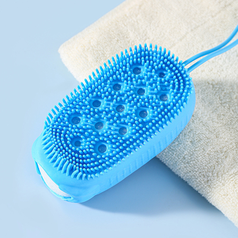 Double-sided Body Scrubber Handheld, Silicone Soft Bristles, Shower Bath Cleansing Skin Brush