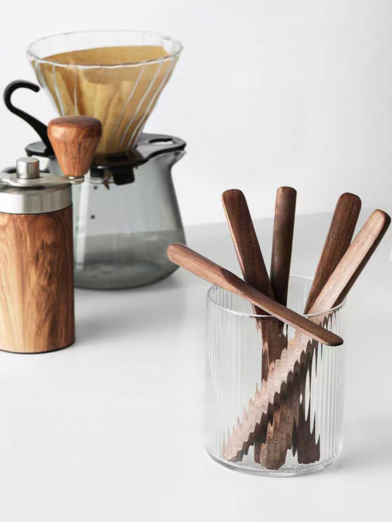 Creative Walnut Wood Coffee Stirrer Long Handle Wooden Dessert Mixing Spoon