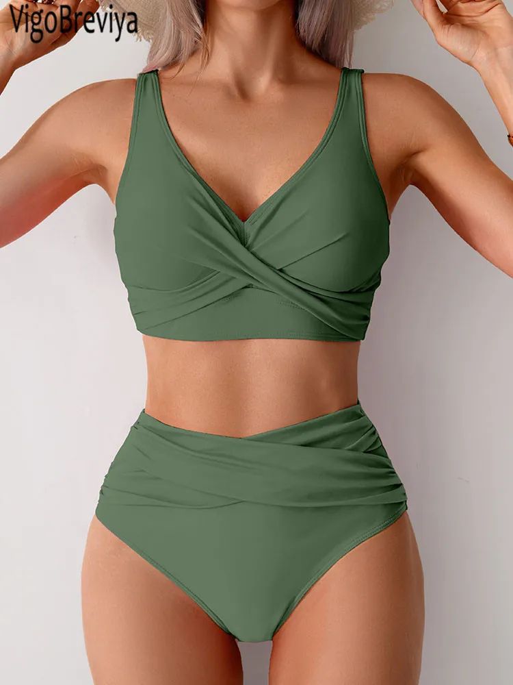 VigoBreviya Strapped High Waist Push Up Bikini Set