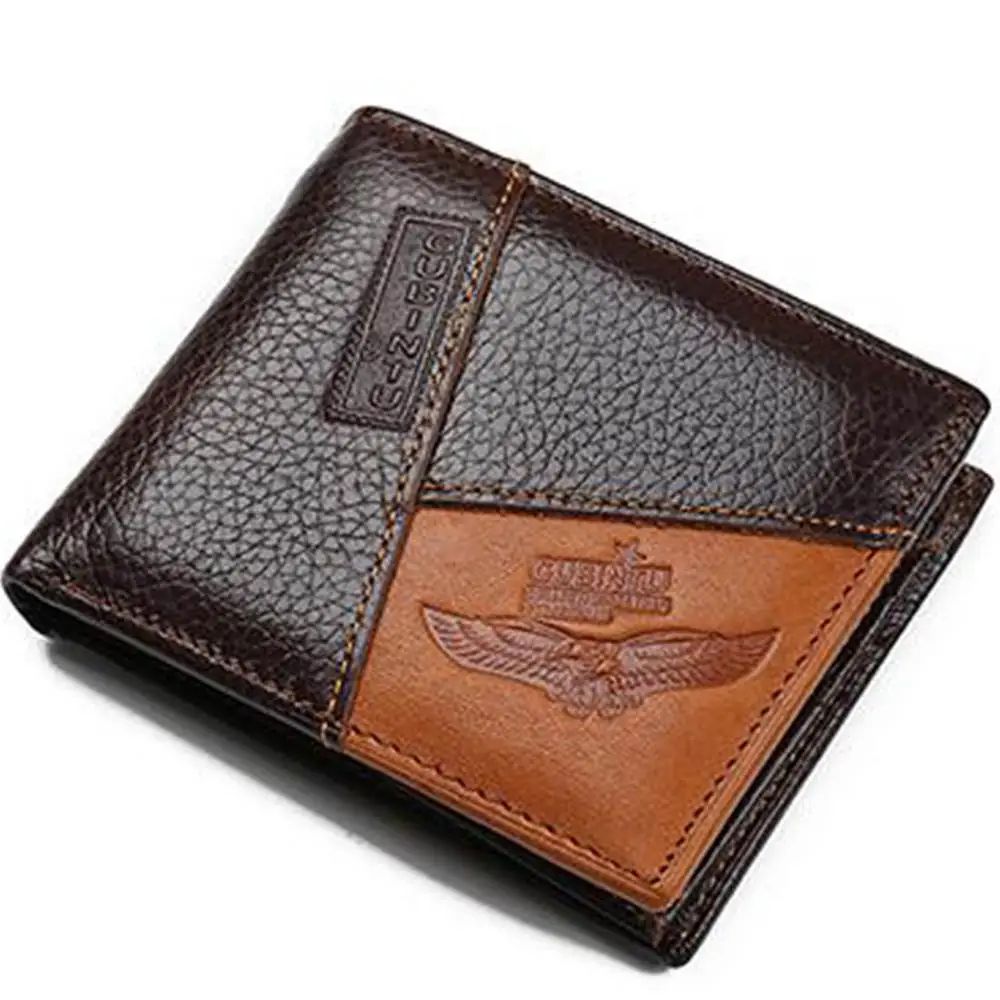 Genuine Leather Mens Wallet with Coin Pocket and Zipper