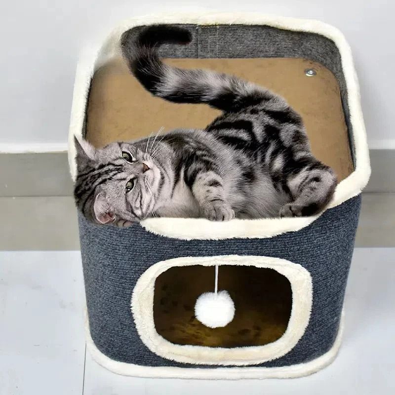 Luxury 3-Tiers Covered Cat Bed and Winter Pet Cave