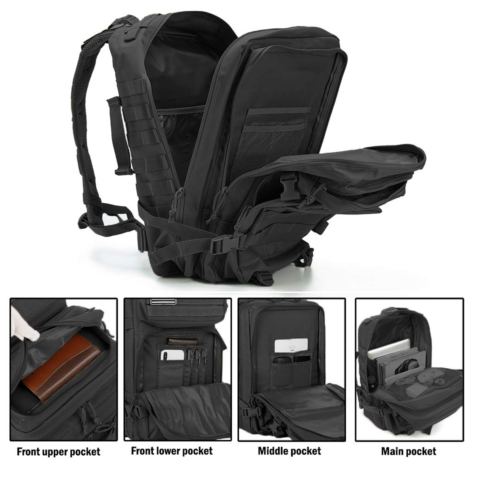 Military Grade Tactical Backpack Rugged Bug Out Bag & Hiking Rucksack
