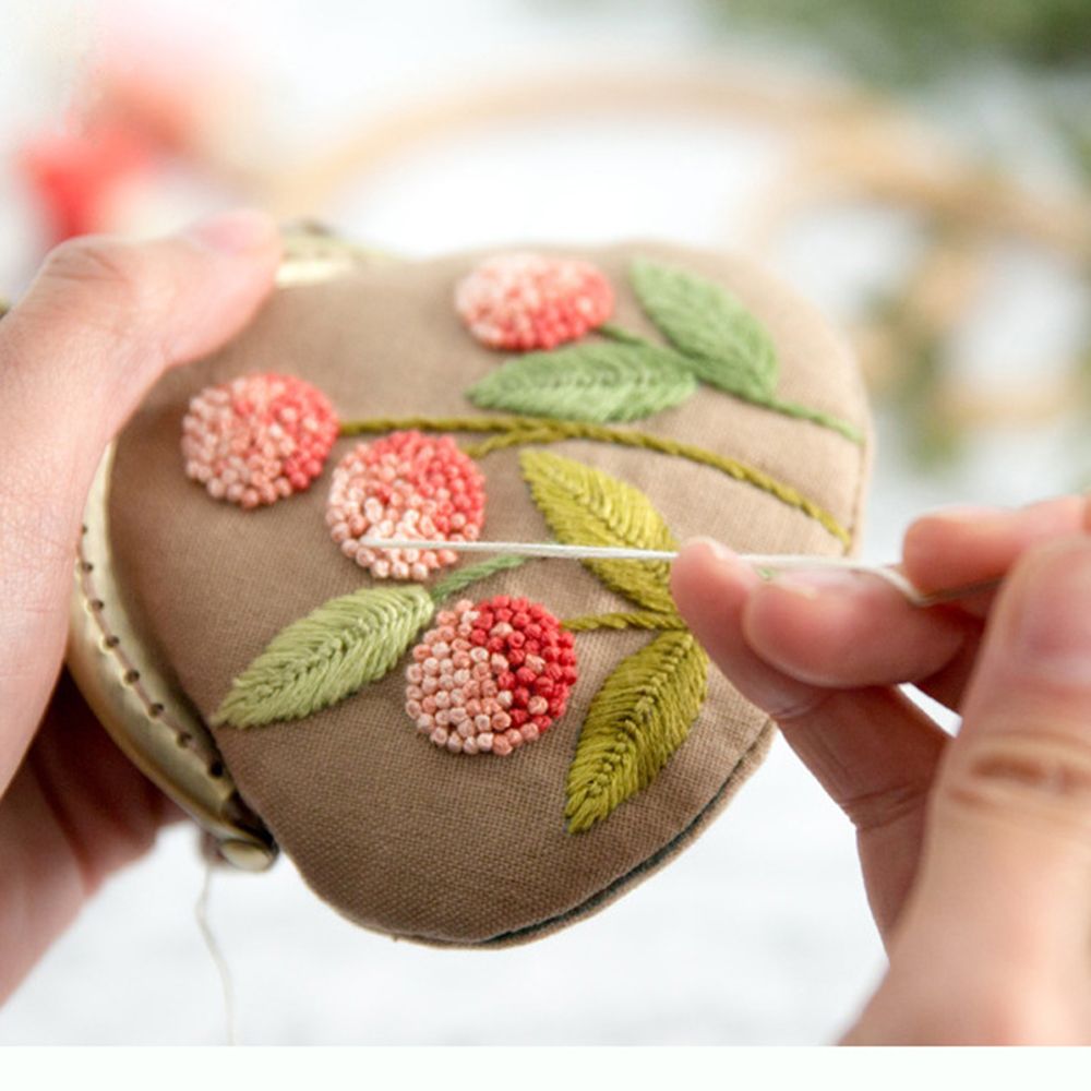 Flowers Bird Embroidered Coin Purse Wallet, Mobile Phone Bags Kit, Handmade DIY Clutch Bag