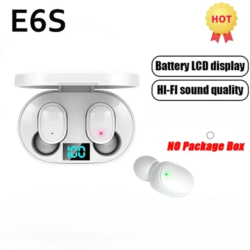 E6S Wireless Earbuds with LED Display Case and Mic