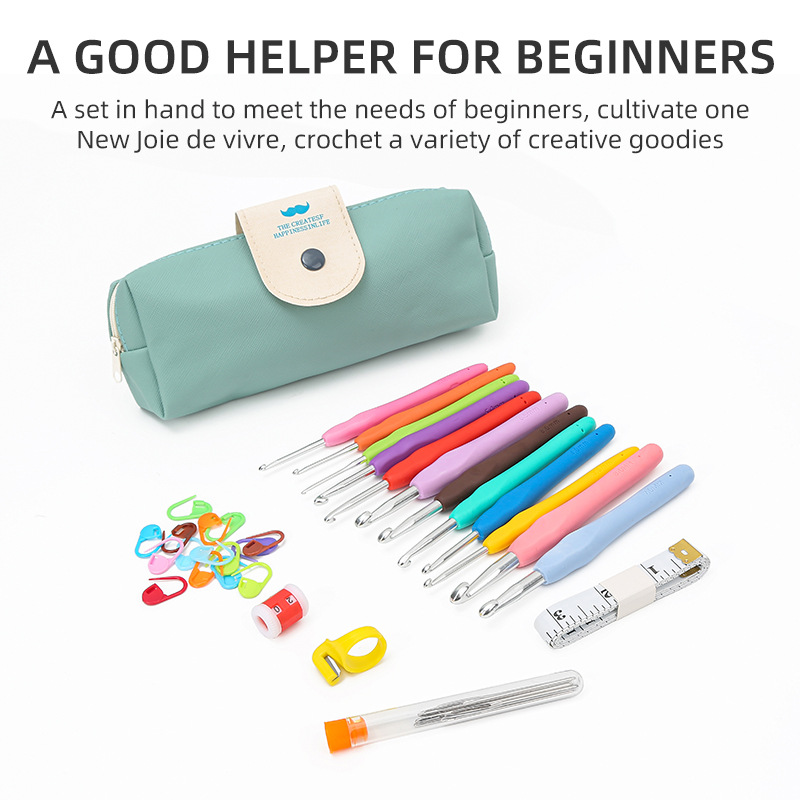 Extra Long Crochet Needles Kit, Ergonomic Crochet Hook Set, Comfortable Knitting Crochet Tricot Accessories for Beginner