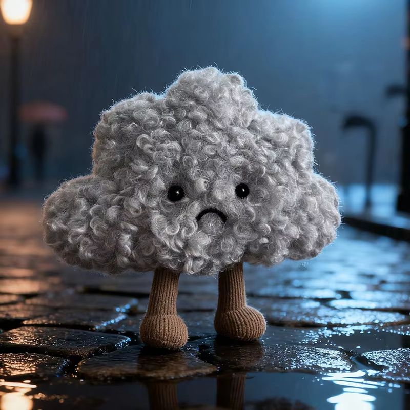 Kawaii Soft Sad Cloud Plush Toy 6.3in Gray Cloud Throw Pillow Plush Doll Gift