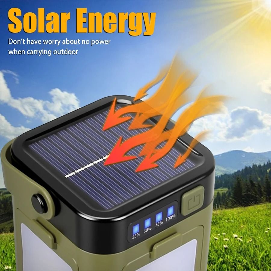 Rechargeable Folding LED Camping Lantern with Solar Charging