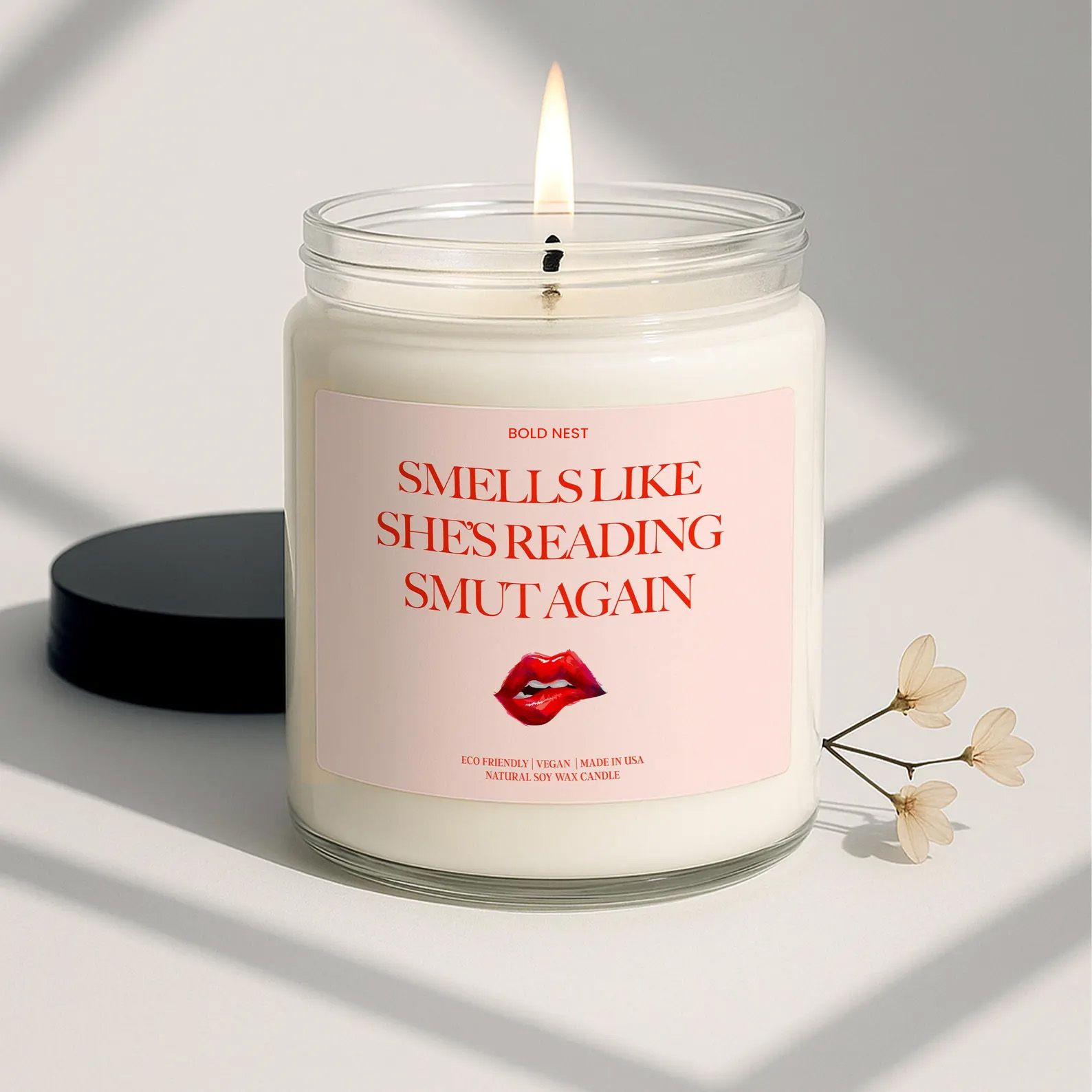 Smells Like Shes Reading Smut Again Candle – Funny Book Lover Gift, Scented Soy Candle for Romance & Fantasy Readers