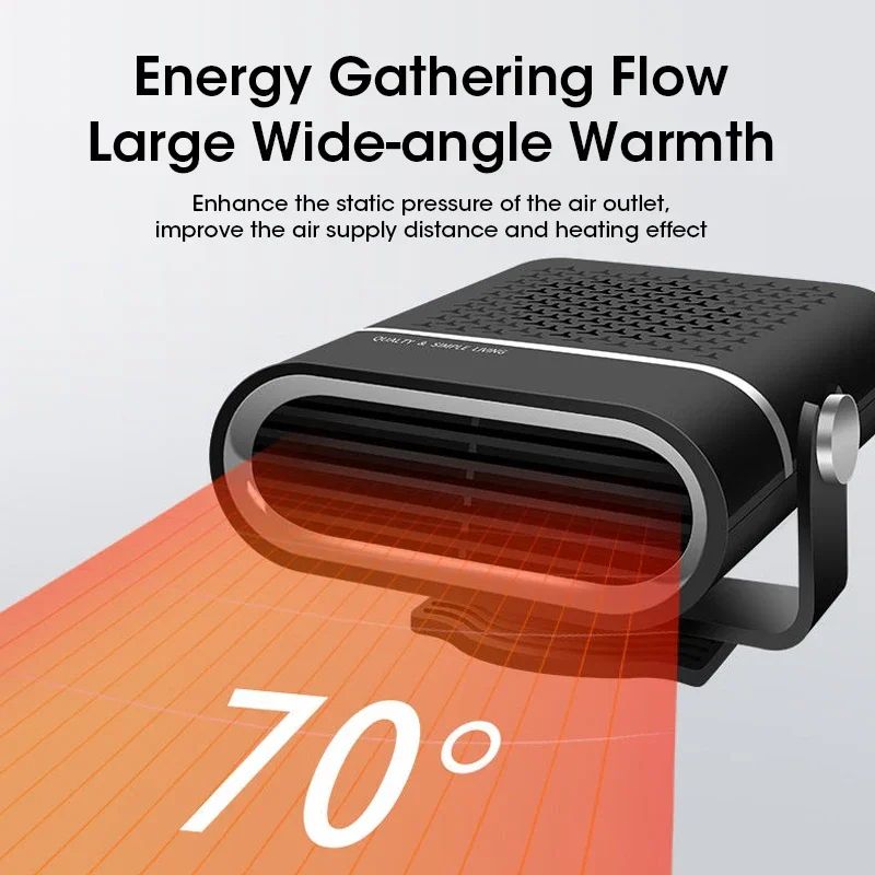 12V Portable Car Heater Defroster & Defogger with 360° Rotating Vent