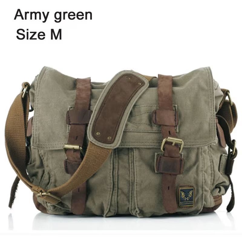 I AM LEGEND Canvas and Genuine Leather Men's Messenger Bag