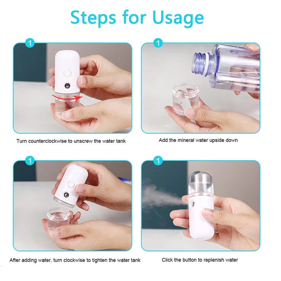 Rechargeable USB Facial Mist Sprayer, Beauty Instrument, Moisturizing Facial Steamer