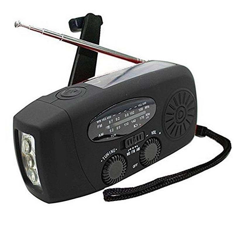 Solar Hand Crank Emergency Weather Radio with Flashlight & Power Bank