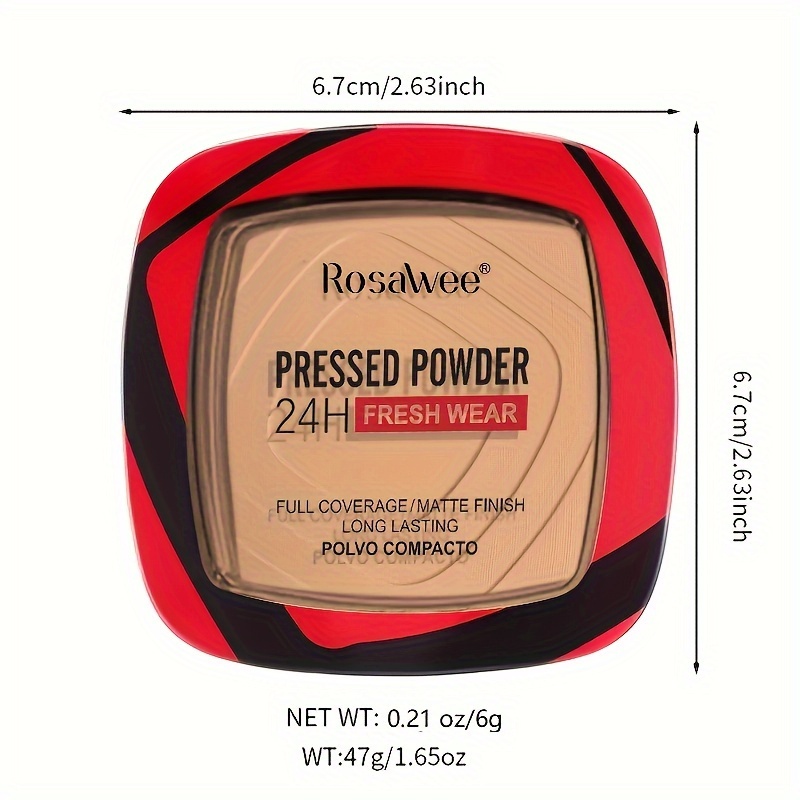 Matte Full Coverage Pressed Powder Foundation with Puff 24H Fresh Wear, Weightless Finishing Makeup