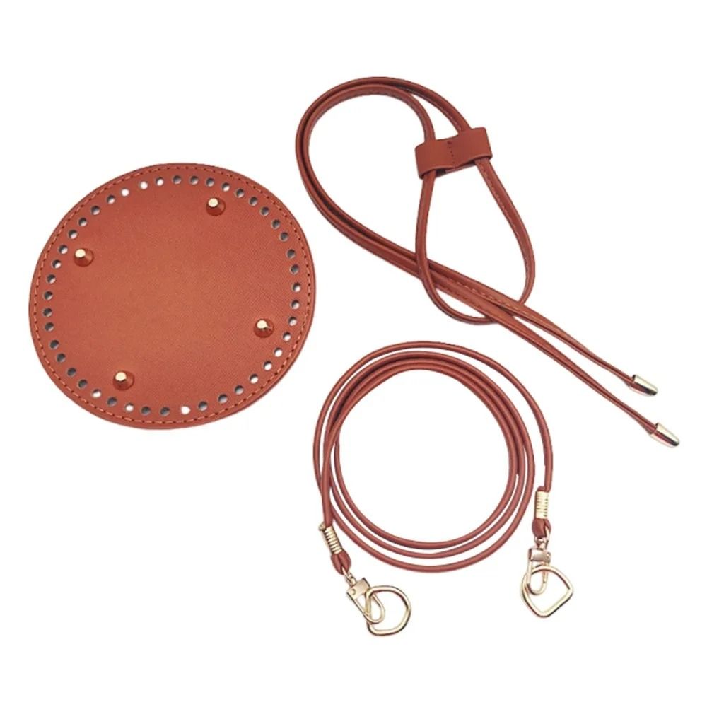 DIY Round PU Leather Crochet Bag Set