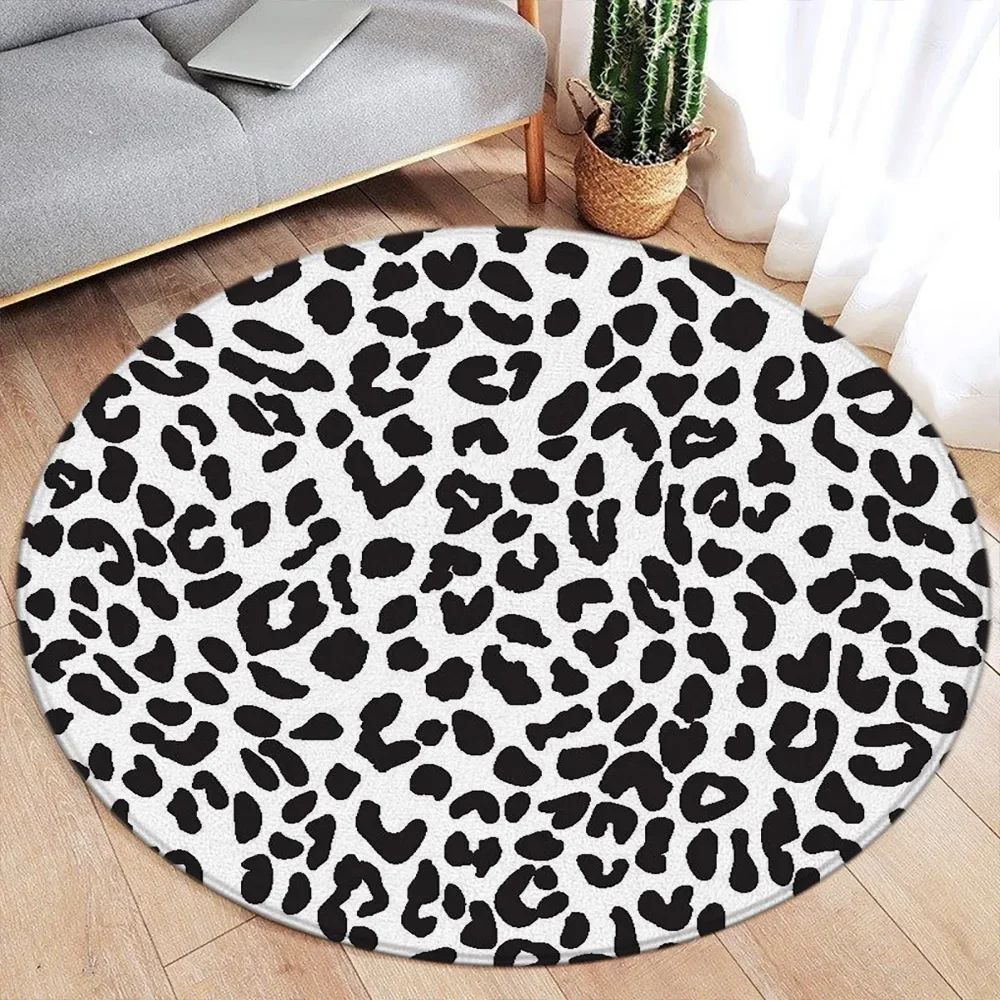 Savanna Chic Round Leopard Rug – Soft Leopard Print Rug for Bedroom, Living Room & Vanity Spaces
