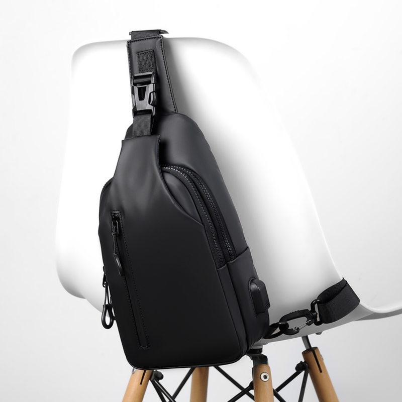 Men's cross bag with USB, multifunctional chest bag, adjustable shoulder strap, daily commuting bag