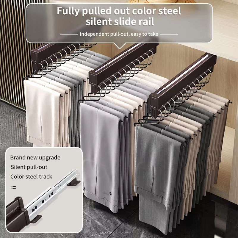 Space-Saving Expandable Sliding Pants Rack