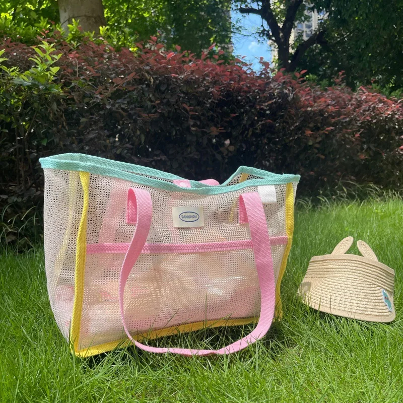 Clear Mesh Beach Tote Bag Large Capacity Pool and Shower Carryall