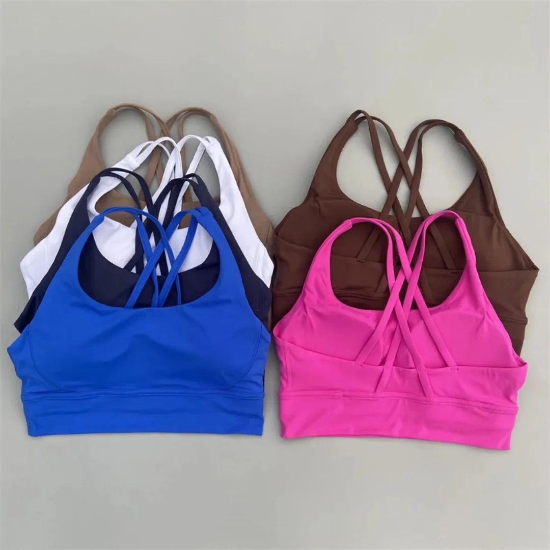 Performance Cross Back Sports Bra – Supportive Women Fitness Bra with Push-Up Chest Pads