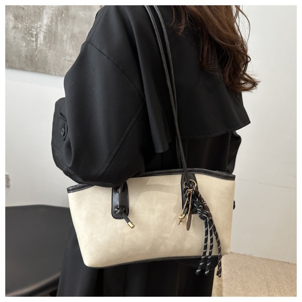 Trend Leather Work Shoulder Bag, Simple Large Capacity Crossbody Bag, Solid Color Commuting Bag for Women