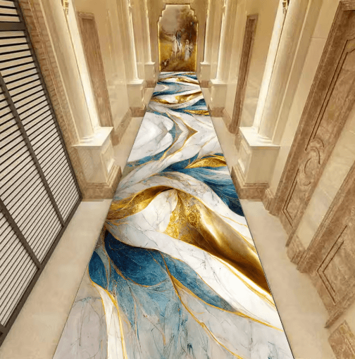Luxury Marble Corridor Runner Rug Non slip Custom Hallway & Stair Carpet