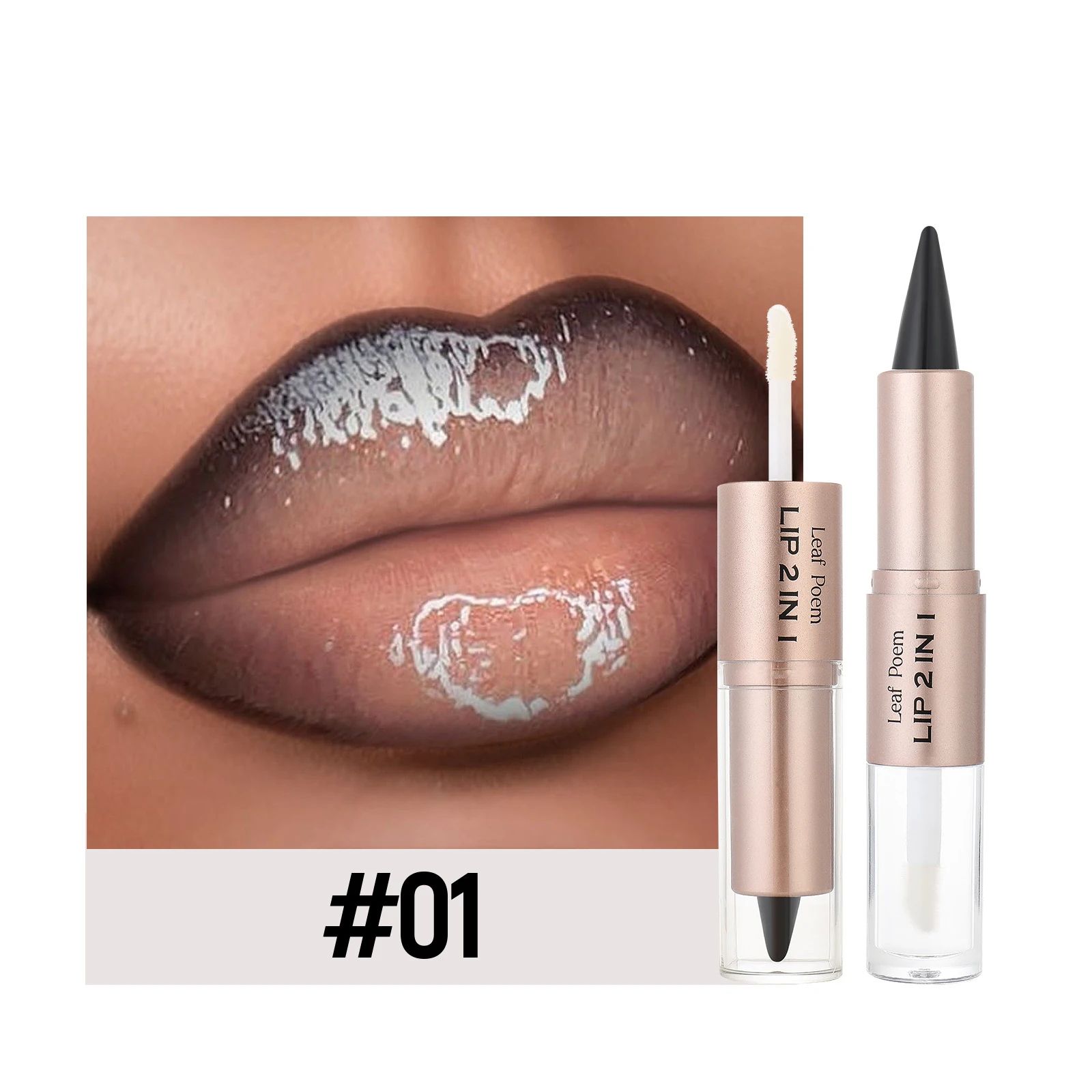 Black Brown Double-Head Lip Liner and Gloss Set