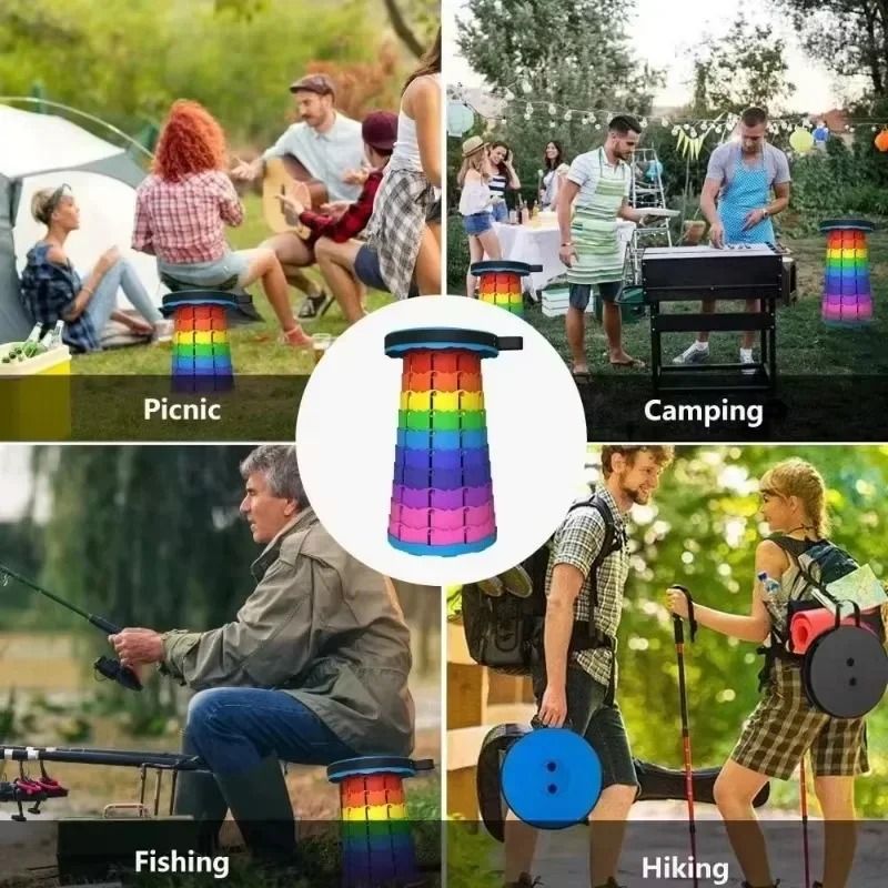 Rainbow Telescopic Folding Stool With Adjustable Height
