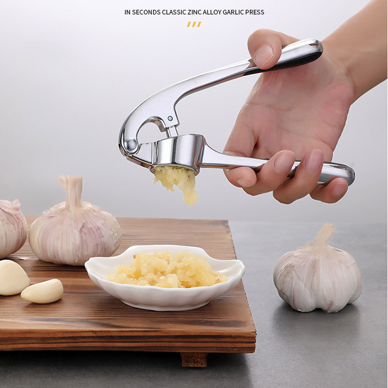 Garlic Press Rocker Grinder Tools, Kitchen Garlic Mincer Crusher Squeezer, Ginger Crusher with Easy Grip