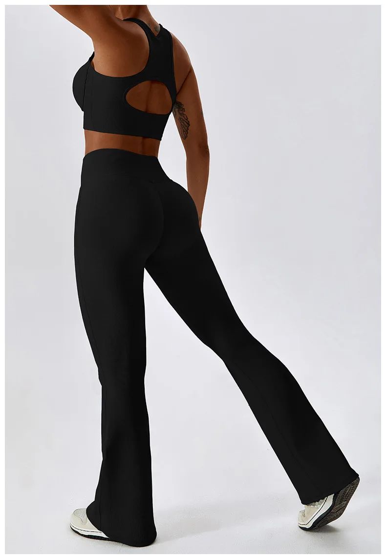 Womens High Waist Flared Yoga Fitness Leggings