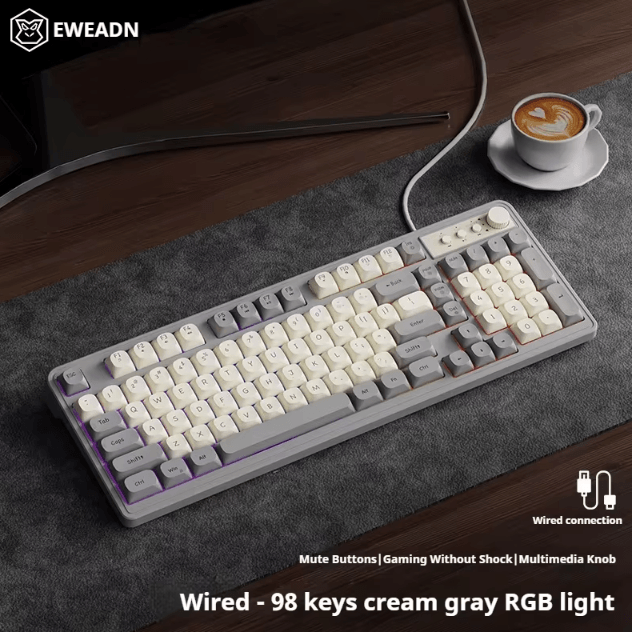 EWEADN G98 Gaming and Office Keyboard with Rainbow Backlit USB Wired Connection