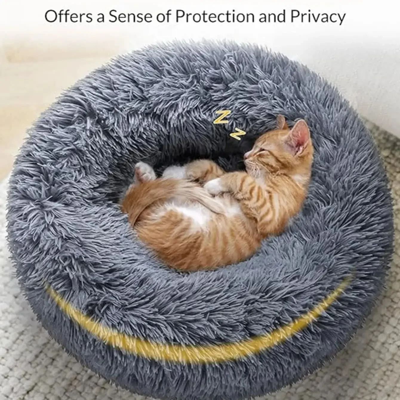 Round Plush Pet Bed for Dogs and Cats Winter Warm Sleeping Cushion