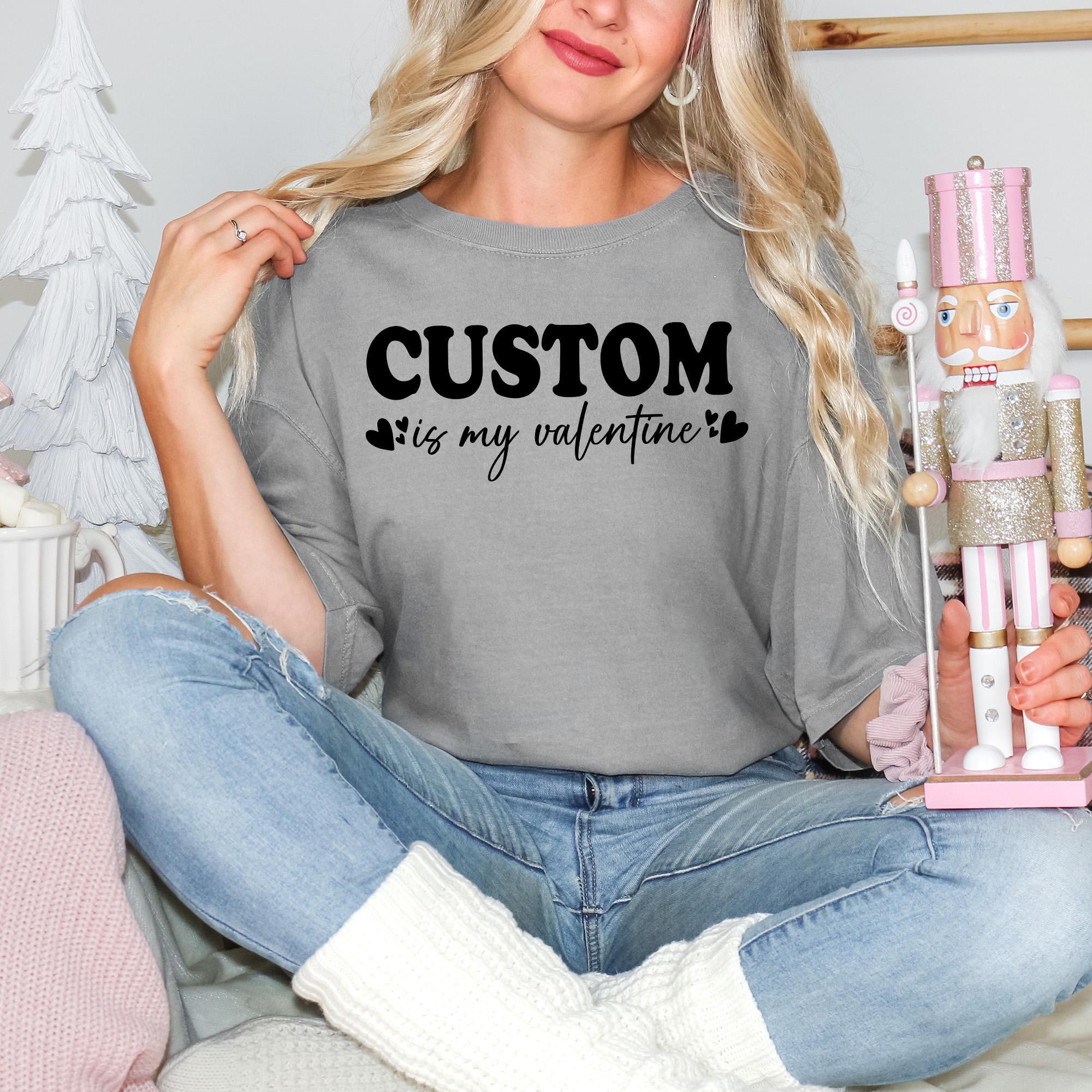 Comfort Colors Custom Valentine Shirt, Personalized My Valentine Tee for Couple, Cute Heart Script Shirt