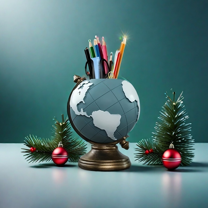 Unique Geographic Pen and Pencil Storage, Creative Globe Resin Desk Organizer