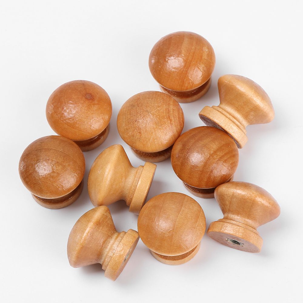 Wooden Cabinet Knobs Natural Round Drawer and Wardrobe Pull Handles
