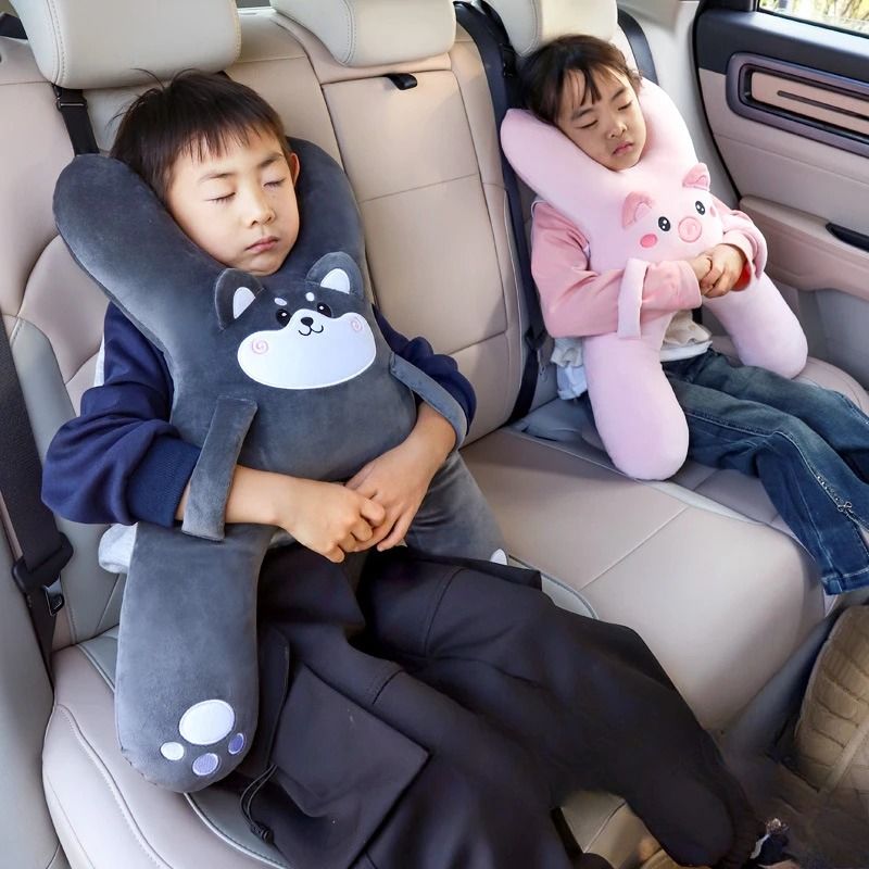 Kids Car Neck Pillow with Seat Belt Safety for Comfortable Sleep
