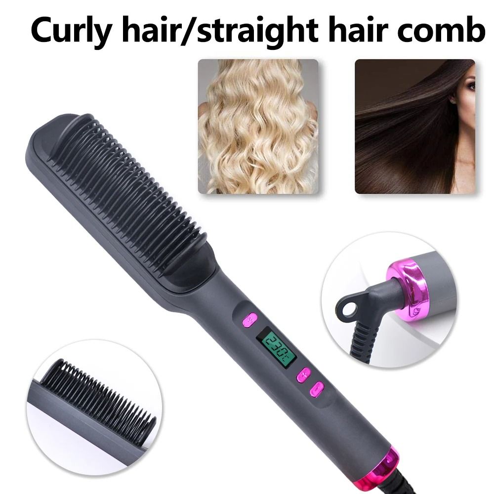 Electric Hot Comb Straightening Brush with Negative Ion Technology and Anti-Scald Design