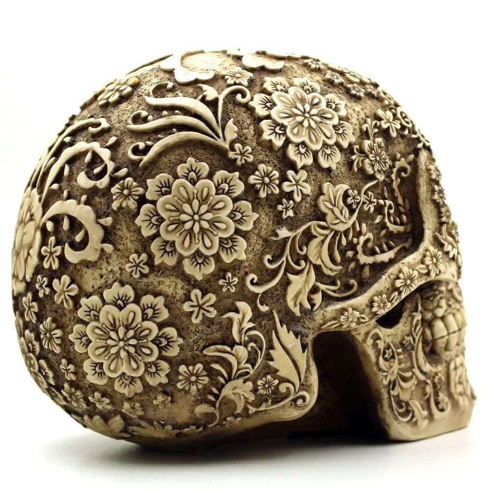 Plum Blossom Resin Skull Art Sculpture